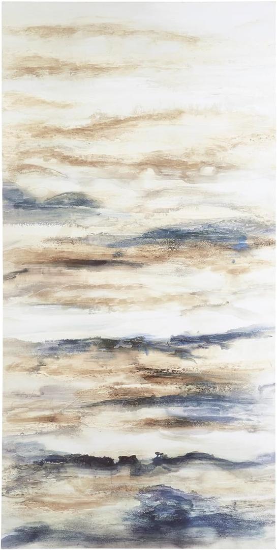 Signature Design by Ashley Joely Abstract Wall Art, Gallery Wrapped Canvas, Modern Design, Hand Painted, Hang Vertically or Horizontally, 60" x 30", Blue & Tan