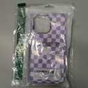 Compatible with iPhone 14 Pro Max Case Cute Aesthetic Checkerboard Checkered Phone Case for Women Girl Shockproof Slim TPU and Hard PC Protective Cover (Purple)