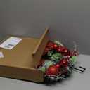 16 Inchs Christmas Wreath, Pre-Lit Artificial Christmas Door Wreath with Timer & Hanger, 50LED Warm Lights, Decor with Bowknot & Red Ball Star Berries ect., for Door & Window & Fireplace