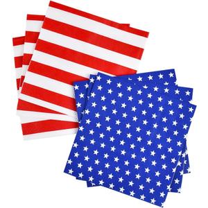 Gatherfun American Flag Patriotic Party Supplies Disposable Paper Napkins Cocktail Napkins for Veterans Day Election Day 4th of July Independence Day Decorations, 40 Pack of Stars+40 Pack of Stripes