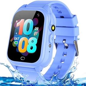 OVV Kids Waterproof Smart Watch with 26 Games 1.44'' Touchscreen HD Camera Pedometer Recorder Music Player Alarm Clock Calculator Educational Wrist Watch for Age 3-10 Girl Boy Learning Toy (Blue)