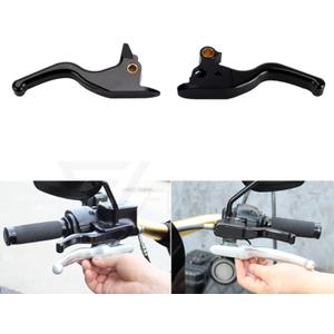 3 Finger 5.9" CNC Shorty Hand Control Lever Kit Brake Clutch Levers Fit for Harley Softail Low Rider S Sport Glide Standard Street Bob 2015-2024 (Black)