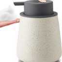 Foam Hand Soap Dispenser - 12 oz Bathroom Lotion Hand Pump Dispenser, Ceramic Foaming Soap Dispenser with Grey Removable Pump for Kitchen Hand Wash Dispenser, Speckled Matte Beige