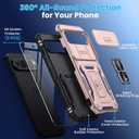 for Google Pixel 9/9 Pro Case with 2 PCS HD Screen Protector, Slide Camera Cover Rotated Ring Kickstand Military Grade Drop Protection, Shockproof Phone Case for Google Pixel 9/9 Pro, Rose Gold