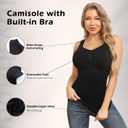 Shapewear Camisoles With Built in Bra Tummy Control Compression Tank Tops for Women Body Shaper Padded Tanks (Black, XXL)