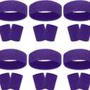 18 Pcs Sweatbands Headband Wristband Set Colorful Striped Terry Cloth Sports Athletic Gym 80s Sweat Headbands (6Pack-Purple)