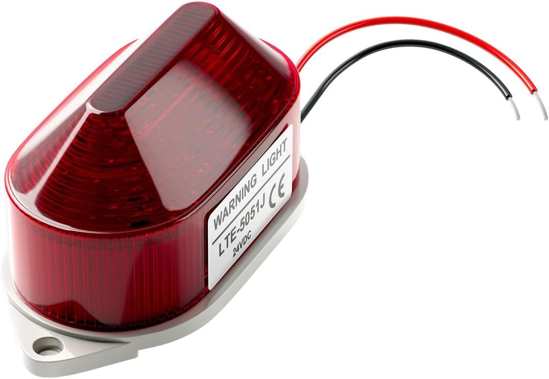 DC24V Strobe Siren Industrial Warning Light with Red LED and 105dB Buzzer, Ultra-Bright Signal Flashing Alarm Light for Safety and Alert, Oval