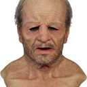 Halloween Mask Old Man Mask Creepy Grandpa Latex Mask,Scary Wrinkle Halloween Cosplay Costume Mask Party Props