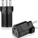 6-15P to 5-15R US Plug Adapter 3 Prong Electrical Converter Plug 15 Amp to 10 Amp Power Adapter, 120V to 240V, Black(2 Pieces)