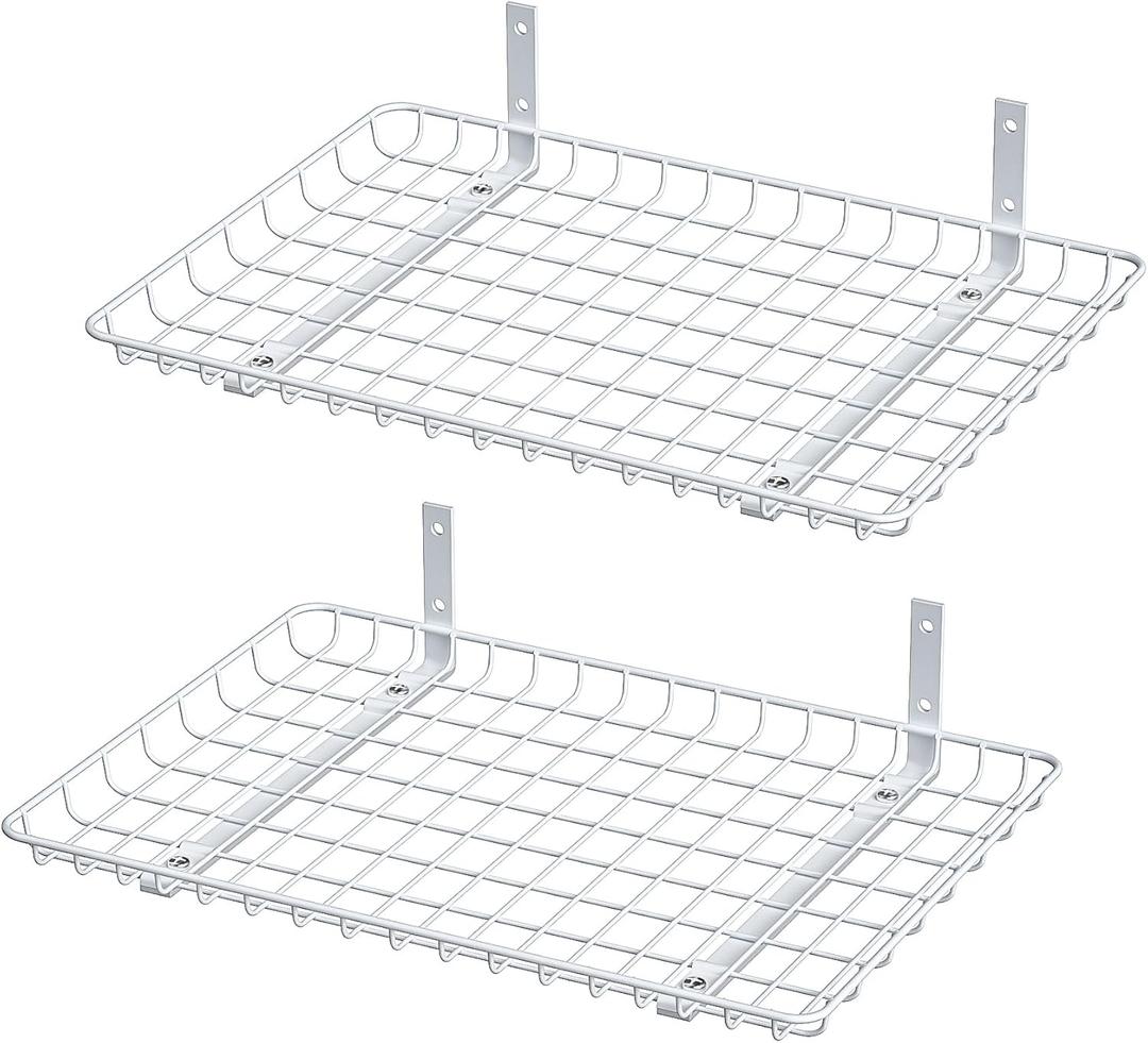Ultrawall Wall Mounted Storage Shelf, Garage Shelves 24x12 Inch, Metal Shelf Rack, Heavy-Duty Wall Organizer for Closet, Kitchen, Laundry Room 2 Pack, White, 24x12x2 inches