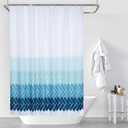 MORNITE Extra Wide Shower Curtain Mens Bathroom Teal Light Blue Ombre White, Wrap Around Microfiber Cloth Fabric 18 Hooks,108" W72" H Inch