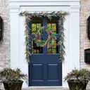 Bibelot 70 Inch Mardi Gras Purple and Green Glitter Garland, Mardi Gras Hanging Party Garland for Front Door Mantle Fireplace Carnival Party Indoor and Outdoor Decor