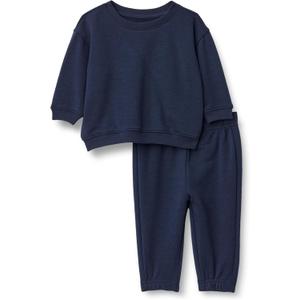 Amazon Essentials x Sofia Grainge Toddlers and Baby Boys' Sweatshirt and Sweatpant Set (18 Months, Navy)
