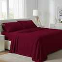 Carressa Linen 100% Egyptian Cotton Queen Sheet Set - 800 High Thread Count Egyptian Cotton Sheets Queen Size (4 PC, Classic Burgundy), Soft, Cooling, 16" Deep Pocket Sateen Weave Luxury Bed Sheet