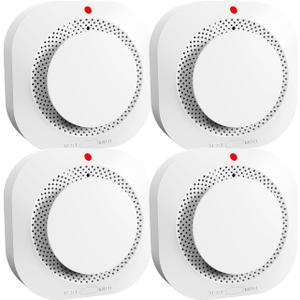 Smoke Detectors for Home,Photoelectric Wireless Fire Alarms Replaceable Battery Powered,Portable Smoke Alarm with Test/Mute Button,Attic Smoke Detector,4 Pcs(Battery Not Included)