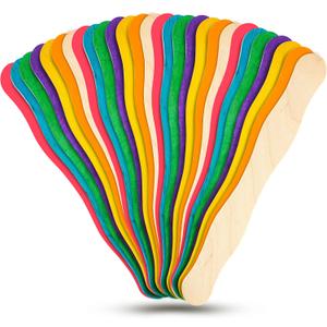 Manaloom Pack of 200 Curved Craft Sticks - 8" Birchwood Popsicle Sticks for Crafts, Jumbo Craft Sticks for Fan Handles, Wedding Programs, DIY Crafting Supplies, (Assorted Colors)