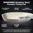 Ranbomer Hybrid Ceramic Non Stick Frying Pan 12 Inch, 5-Ply Stainless Steel Skillet,Stay-Cool Handle,Induction Ready, Compatible with All Cooktops, PFAS-Free, Non-Toxic, White.(12 Inch)