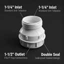 1 1/4 to 1 1/2 Sink Drain Adapter, Universal Pipe Connector for Kitchen Bathroom Plumbing, Durable White PVC Fitting with Leak-Proof Design, Easy Installation Drainage Solution for Standard Sink Syste