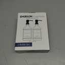 Emerson Essentials Soap Dispenser, Dish Soap Dispenser, Soap Dispenser Bathroom Set, Hand Soap Dispenser, Kitchen Soap Dispenser Set, Glass Soap Dispenser with Pump and Labels | 16 Oz 2-Pack (Amber | Black)