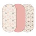 Yunioo Premium Fitted Baby Bassinet Sheets, Changing Pad Cover and Stroller Sheets, Compatible with 4moms Mamaroo, Chicco Lullago, Graco, Halo and Uppababy, 100% Ultrasoft Cotton, 32x16” - Rosetta