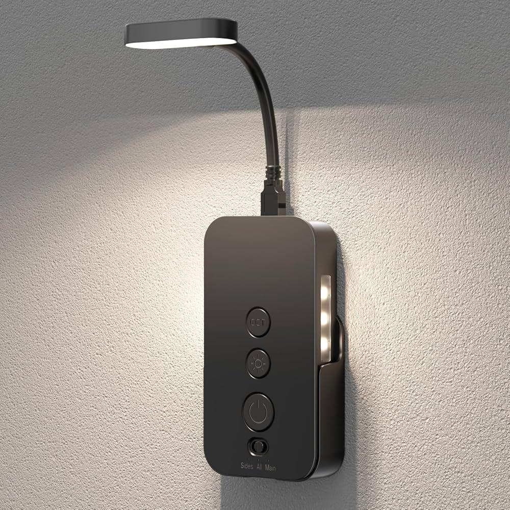 Ellasay Wall Mounted Reading Light: Rechargeable Dimmable Book Light with USB Output &Timers Function  Eye Care for Kids Study in Bedside (Black) Ellasay Wall Mounted Reading Light: Rechargeable Dimmable Book Light with USB Output &Timers Function  Eye Care for Kids Study in Bedside (Black)