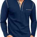 Sailwind Men's Henley Shirts Long Sleeve Button T-Shirt Casual Stylish Cotton Pullover Shirt with Pocket (L)