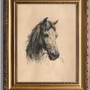 ASTRDECOR Classic Horse Wall Art Prints, Vintage Farmhouse Country Wall Decor, Rustic Artwork Canvas Prints, Antique Western Horse Head Picture Framed Oil Painting for Living Room Bedroom Bathroom Office Home Decoration - 12x16In