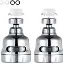Faucet Sprayer Attachment, 360 Degree Rotating Faucet Aerator Accessories, 3 Mode Adjustable Kitchen Sink Tap Head Water Saving Extend Nozzle Chrome Plated,(Pack of 2)