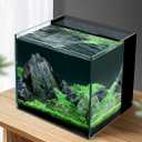 LANDEN 35C 7.2 Gallon Ultra Clear All Glass Rimless Low Iron Aquarium Tank with Rear Filtration Chamber(Pump Included) for Salt and Fresh Water.13.8''Wx13.8''Dx13.8''H 35cm Cube in 6mm Thickness