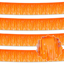 6P Macaroon Orange Wavy Metallic Foil Fringe Banner Tinsel Banner Backdrop Garland Curtains for Parade Floats Wedding Birthday Parties Decoration Halloween Christmas