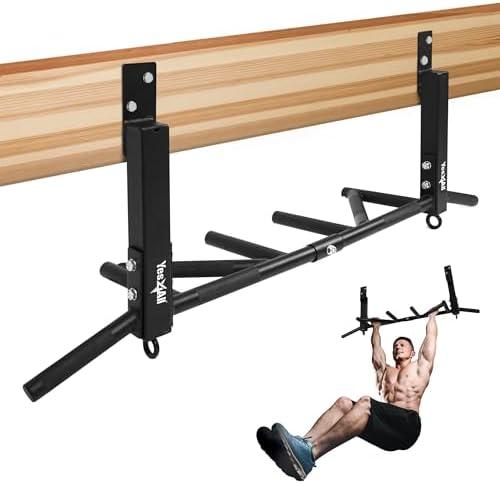 Yes4All Joist Mounted Pull Up Bar, Heavy Duty Multi Grips Joist Mount Pull Up Bar, Chin Up Bar Ceiling Mount