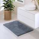 Hearth & Harbor Bathroom Rugs, Chenille Bath Mat - Machine Washable Bath Mats for Bathroom Non-Slip Backing Rubber, Quick Dry Bathroom Mat, 17 x 24 - Stone Blue
