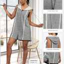 Rompers for Women Athletic Workout Hooded Romper Casual Zip-front Neck Jumpsuits Overalls with Pockets (Gray, M)