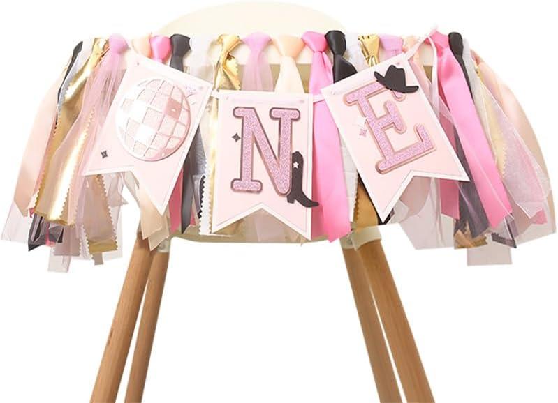 Cowgirl One High Chair Banner1st Birthday Highchair BannerCowgirl Theme Party Birthday DecorGirl Pink Farm Western First/1st Birthday Photo BackdropCake Smash Baby Shower