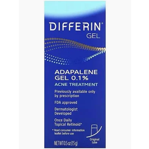 Differin Acne Treatment Gel, 30 Day Supply, Retinoid Treatment for Face with 0.1% Adapalene, Gentle Skin Care for Acne Prone Sensitive Skin, 15g Pump 