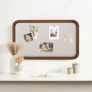 SOFE Farmhouse Bulletin Boards for Walls Decorative Hanging Pin Board, 30 18 inches Brown Wood Framed Rustic Vision Memo Board, Display Photo Board with Pins for Room School Office, 17.9" x 30.1"