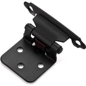 Ravinte 60 Pack (30 Pairs) 1/2" Overlay (Variable) Cabinet Hinges, Self-Closing Semi-Concealed Face Mount, Matte Black Decorative Hardware with Door Bumpers for Kitchen & Cupboard Doors