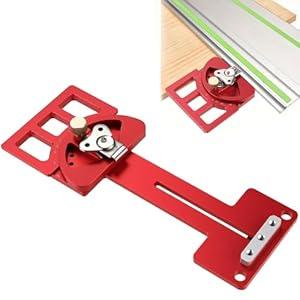 Poiyham Adjustable Angle Guide Square, Track Saw Guide Rail Square for Precision Cutting from -60°to 60°, 90 Degree Right Angle Guide with Edge Support, Protractor, Quick Positive Angle Stop