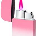 Torch Windproof Lighter, Pink Flame Fun Glittery Refillable Butane Pocket Novelty Lighter for Girls Teens Gift,Daily Use, Birthdays, Anniversary, Candle, Camping(Butane Not Included) (White&Pink)