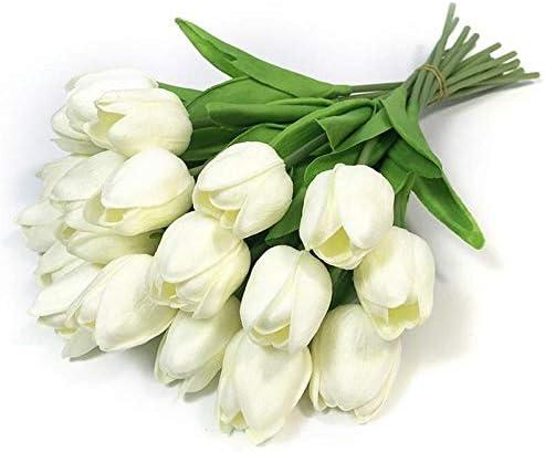 Sunnyskar 1Pcs Tulips Artificial Flowers PU Fake Flowers for Wedding Decoration Party Decoration L4Y0 - (Color: Milk White)