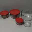 Anchor Hocking Classic Glass Food Storage Containers with Lids, Red, Model Number: