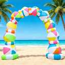 8 FT Inflatable Beach Ball Arch, Summer Inflatable Outdoor Decorations, Blow Up Beach Ball Archway with Built-in 8 LED Lights for Pool Beach Luau Party Yard Garden Photos Backdrop