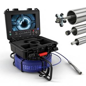 Sewer Camera with 512Hz Transmitter Self-Leveling Borescopes Plumbing 9" HD Color Screen Waterproof IP68 Borescope Camera with Light 100 ft/30 m for Home Wall Duct Drain Pipe Plumbing