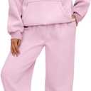 AUTOMET Womens 2 Piece Outfits Lounge Hoodie Sweatsuit Sets Plus Size Fall Fashion Clothes Airport Travel Pants Tracksuits (X-Large, Palepink)
