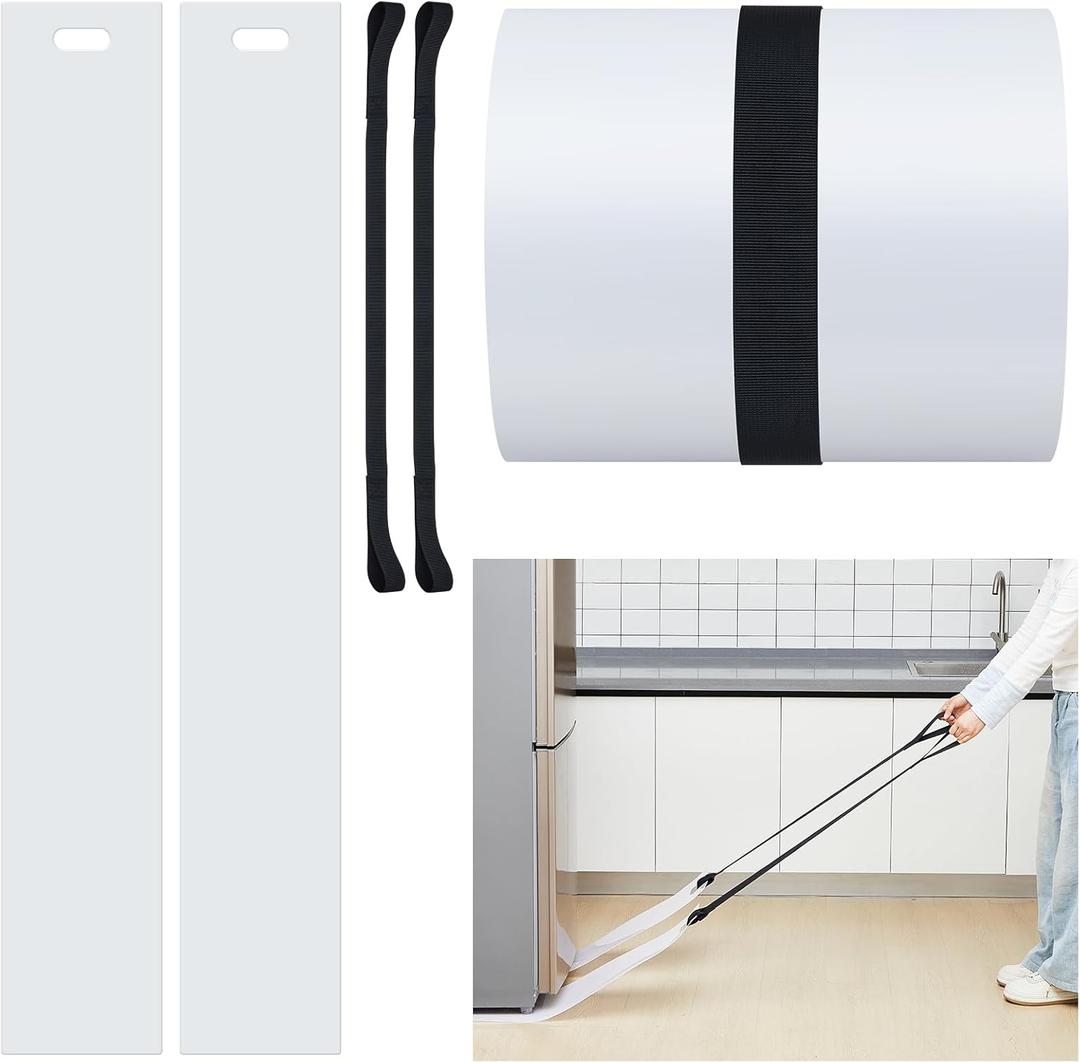 Soaoo 2 Set Long Appliance Slider with Pull Strap Appliance Mover with Handle Plastic Moving Furniture Gliders Heavy Duty Sliding Sheet for Tile Floors and Hardwood Floors, Glides Easily (8 x 72 Inch)