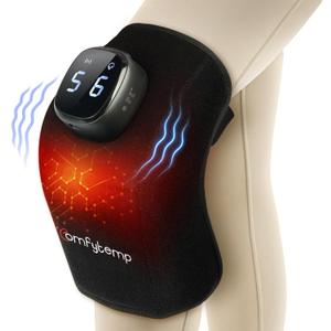 Comfytemp Cordless Knee Massager with Soothing Heat, FSA Eligible HSA Portable Heating Pad with App Control, Heated Knee Wrap, 3D Knee Support with 9 Heat & 5 Vibration, Gift for Grandma Grandpa Women