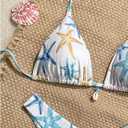 SHENHE Women's 2 Piece Swimsuits Starfish Decor Halter Triangle High Cut Bikini Set (M)