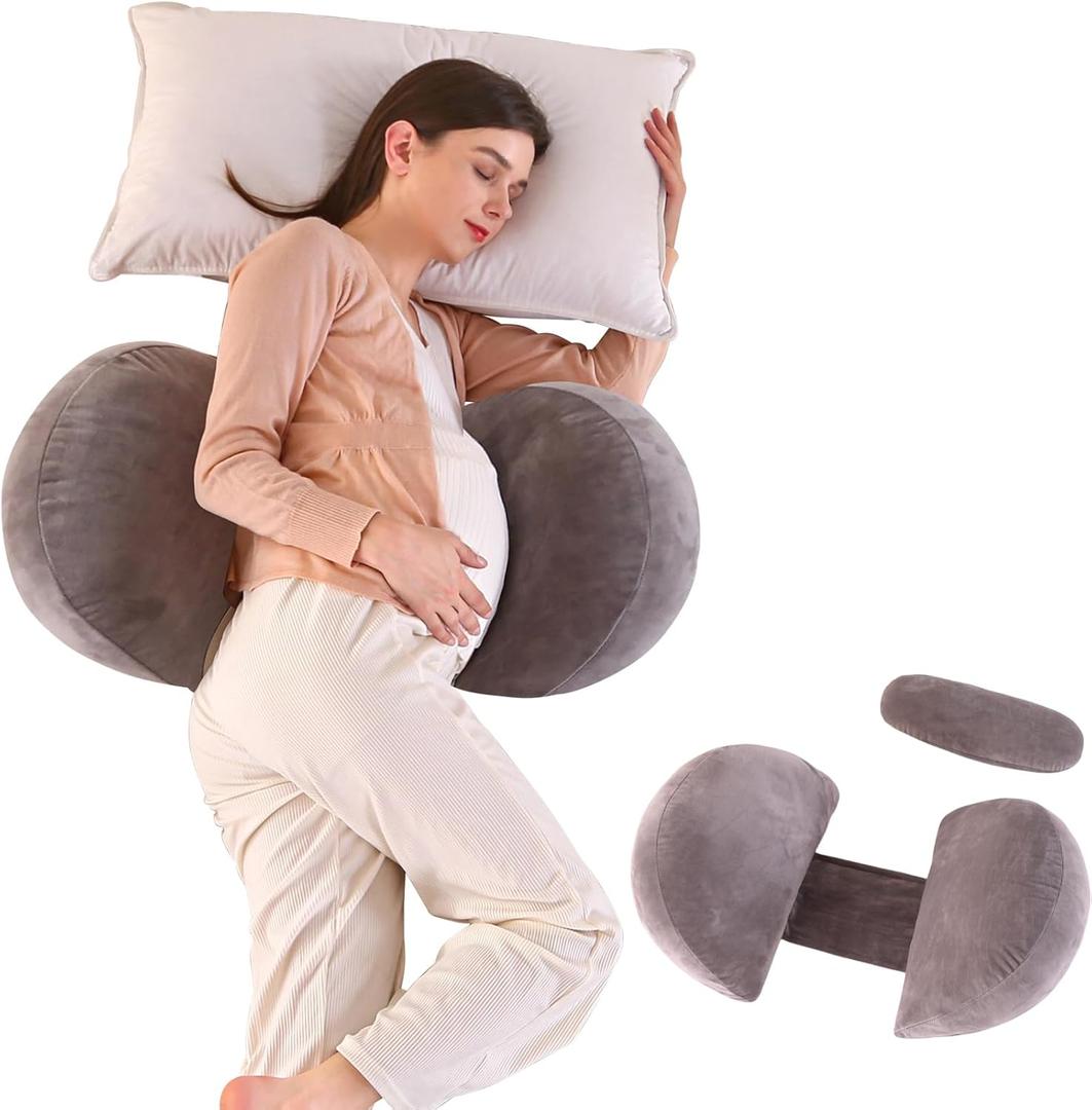 BATTOP Pregnancy Pillow Wedge for Belly Support, Portable Pregnancy Pillows for Sleeping Support Legs, Back, Knees, Adjustable Maternity Wedge Pillow with Removable Cover, Travel Pregnancy Pillow