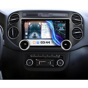[4+64G] Upgrade Android Radio for VW Tiguan 2006-2016: 10.1 inch IPS Touchscreen Carplay Stereo - Background Mode, CarMate, Lenshood, BT5.4, 5G/WiFi, GPS, FM/AM/RDS Radio+ AHD Backup Camera + Canbus