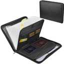 Fireproof Accordion File Organizer, 26 Pockets Portable Expanding File Folder, Fireproof Waterproof Accordion Accordion File Organizer with Zipper & Labels for Important Document/Paper Storage